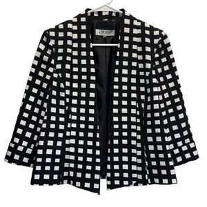Kasper Women's Black and White Grid Blazer. Size 8P